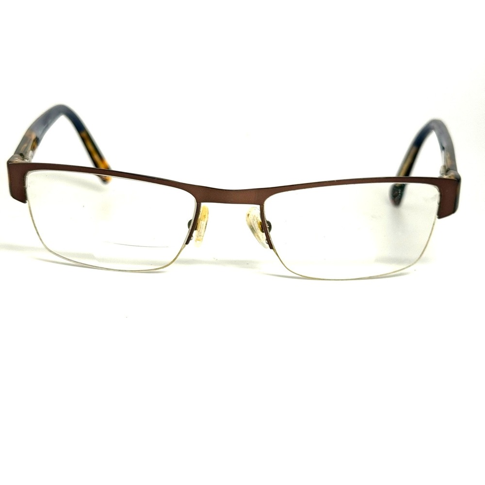 Argyleculture Brown Semi Rimless Rectangular Eyeglass Frames 55-20-145 Tortoise
